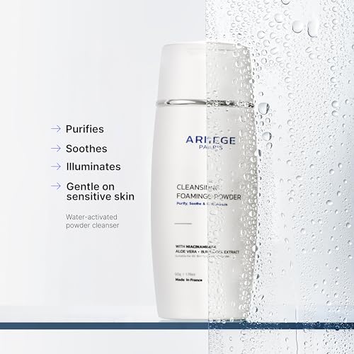 Gentle Face Cleanser Powder, Niacinamide Cleanser Face Wash for All Skin Types, Brightening Anti Aging Travel Face Wash, 98.8 Percent Natural, Made in France