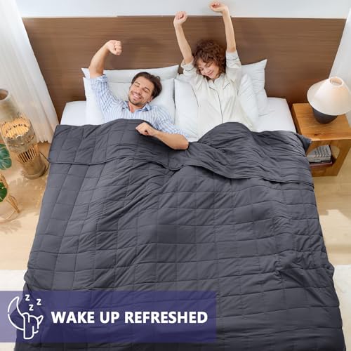 Yescool King Size Weighted Blanket 25lbs for Adults 88x104 Grey - Couples & Bed Sharing