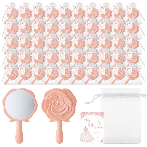 Quinceañera Party Favors Rose Compact Mirrors Gift Set 50 Pieces