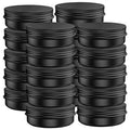 80 Pcs 2 Ounce Aluminum Tin Jars Containers Leak Proof Cosmetic Tin Jars Containers Round Screw Lids for Cosmetic, Salves, Balms, Lip Balm or Others, 60mL Black