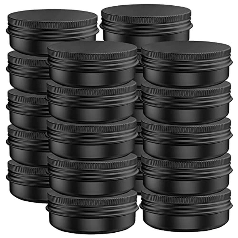 80 Pcs 2 Ounce Aluminum Tin Jars Containers Leak Proof Cosmetic Tin Jars Containers Round Screw Lids for Cosmetic, Salves, Balms, Lip Balm or Others, 60mL Black