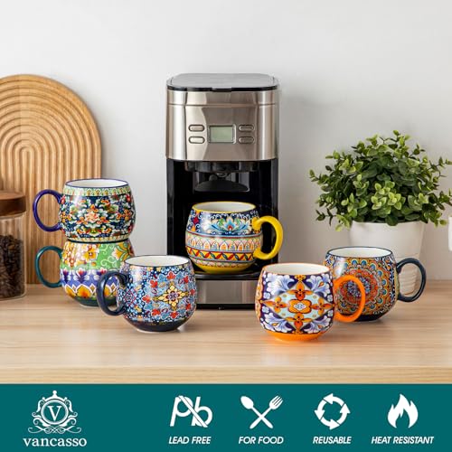 Vancasso 6-Pack Colorful Ceramic Coffee Mugs Set of 6, 18oz Each