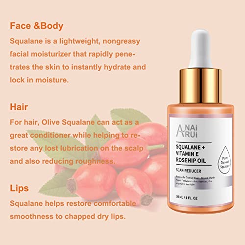Squalane VE Rosehip Oil,Bakuchiol Blue Tansy Oil,for face hydrate,Night-Repair Facial Oil,Softer Skin,Reduce Fine Line&Wrinkles