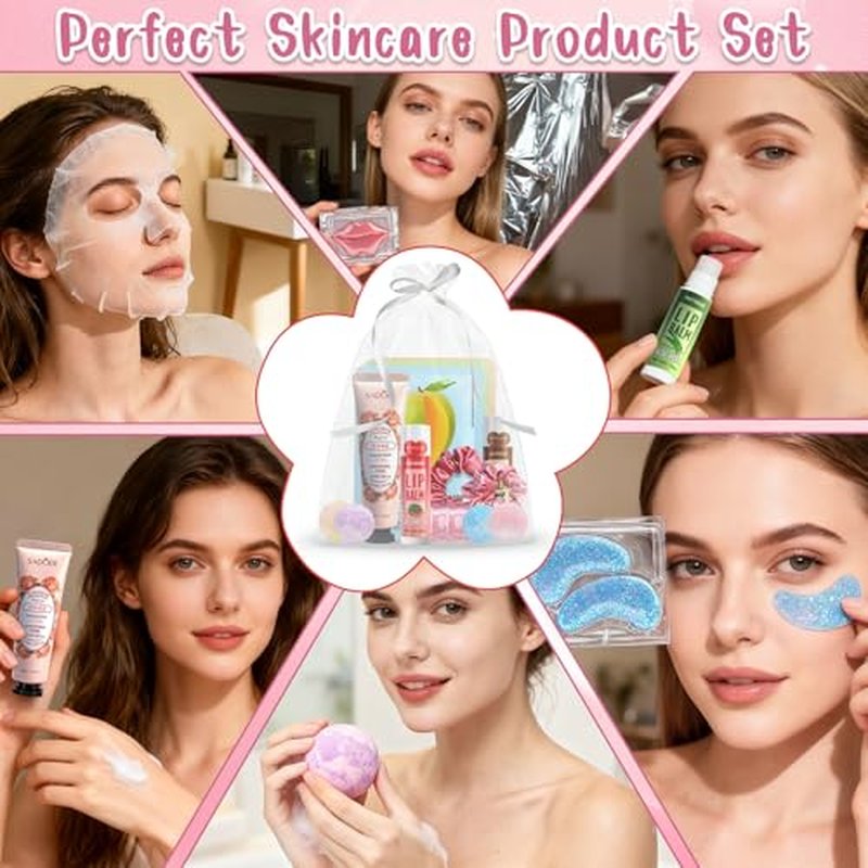 108 PCS Spa Party Supplies for Girls, Include Facial Masks, Lip Balms, Eye Patches, Hand Creams...Spa Kit for Sleepover & Slumber Party, Birthday Valentines Day Gift for Women, Spa Party Favors