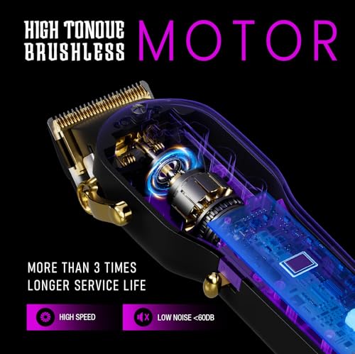 Professional Hair Clipper Kit with DLC-Coated Blades & Brushless Motor