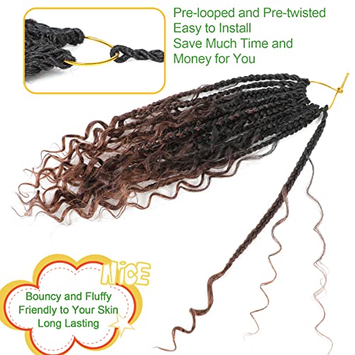 12 Inch Goddess Box Braids Crochet Hair - 9 Packs Boho Box Braid with Curly Ends - Pre-Looped Synthetic Hair for Women, 1B/4/30# Variation of THIS listing