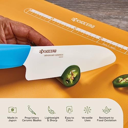 Kyocera Revolution 2-Piece Ceramic Knife Set 5.5" Santoku & 4.5" Utility White/Blue