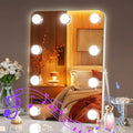 Hasipu LED Makeup Mirror with Bluetooth Speaker, 10.6" x 14" Hollywood Vanity Mirror with Lights, Rounded Rectangle White Frame, 3 Modes Light, Smart Touch Control Dimmable, 360¡ÆRotation