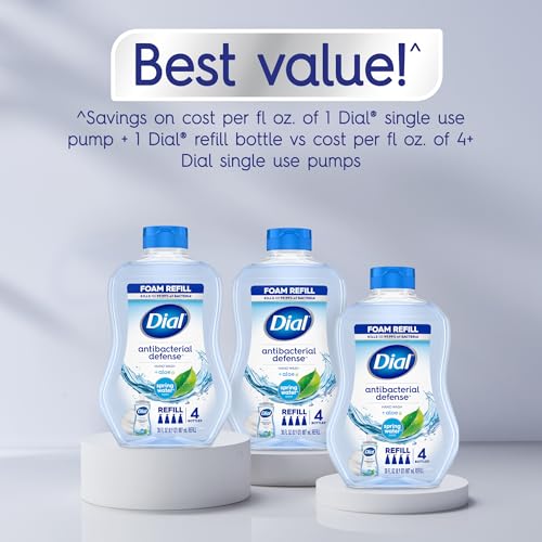 Dial Antibacterial Foaming Hand Soap Refill with Aloe & Spring Water Scent - 4 Pack, 30 Fl Oz Each