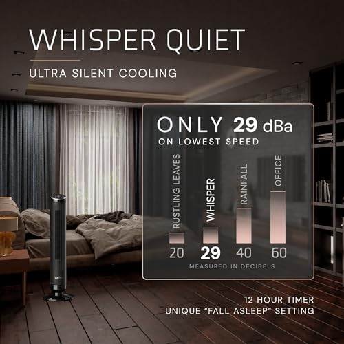 Lasko Ascend 36-Inch Quiet Tower Fan with Remote - Black