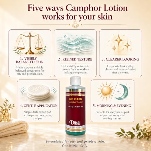 Camphor Lotion for Oily Skin - Balances Sebum & Reduces Blemishes - 4 fl oz (120ml) - Bio Clean Variation