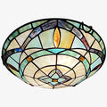 ARTZONE Tiffany Ceiling Light - 12 Inch Stained Glass Flush Mount for Bedroom & Living Room