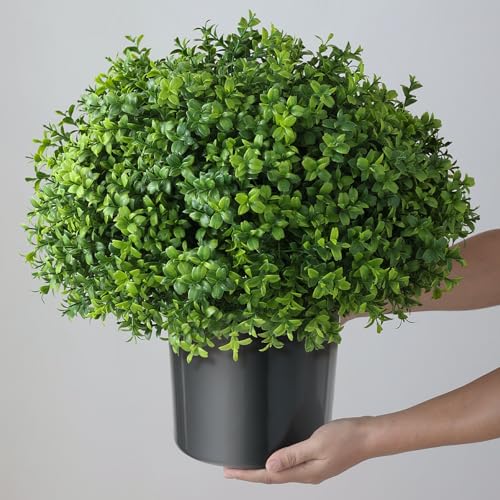 Artificial Boxwood Topiary Ball Trees - Set of 2 for Front Door & Garden Decor