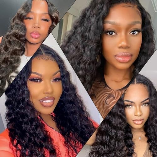 Remy Human Hair Lace Closure 4x4 Deep Wave Free Part 12-Inch Natural Black
