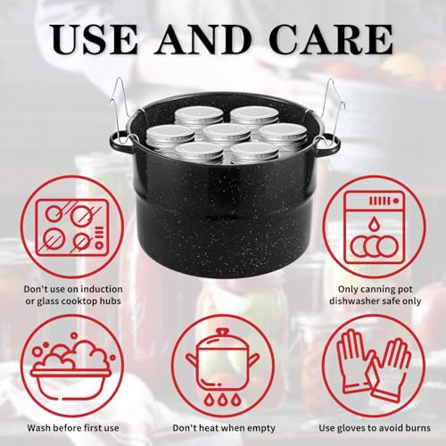 21.5QT Water Bath Canning Pot with Rack and Lid - Large Capacity Food-Grade Steel
