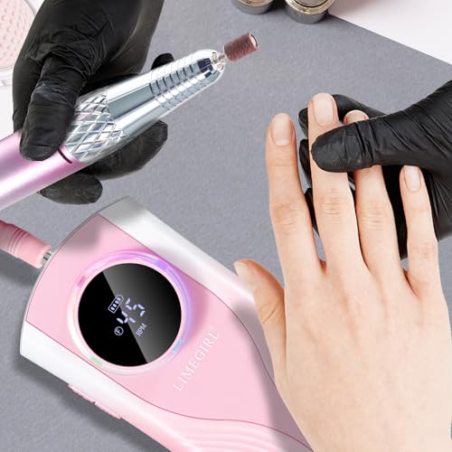 Rechargeable Electric Nail Drill Kit Pink 40000 RPM for Acrylic Nails