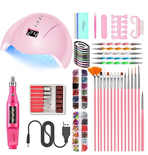 Pink Portable UV LED Nail Lamp & Manicure Kit with Nail Drill & Art Tools