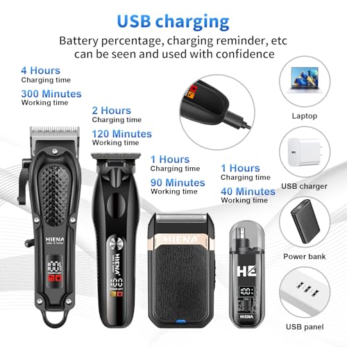 Cordless Hair Clipper Kit for Men - Black 4-in-1 Barber & Grooming Set