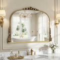 Vintage Gold Arched Baroque Wall Mirror - 28x36 Inch Elegant Frame with HD Tempered Glass