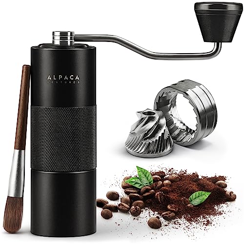 Manual Coffee Grinder Adjustable Conical Burr Black - Alpaca Ventures