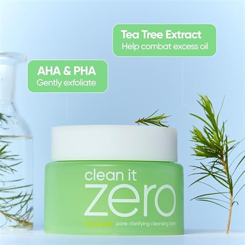 BANILA CO Clean it Zero Pore Clarifying Cleansing Balm | Korean Makeup Remover, Cleansing Oil, Facial Cleanser for Oily and Acne Prone Skin | Vegan | Made with AHA-PHA & Tea Tree (180ml / 6.08 fl.oz)