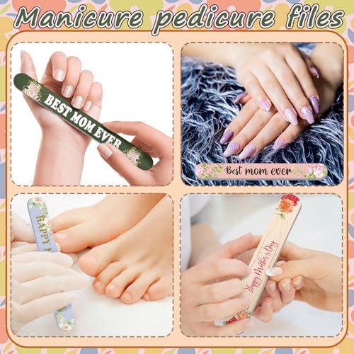 Therwen 50 Pcs Mother's Day Nail Files Set, EVA Floral Double-Sided Manicure & Pedicure Tools