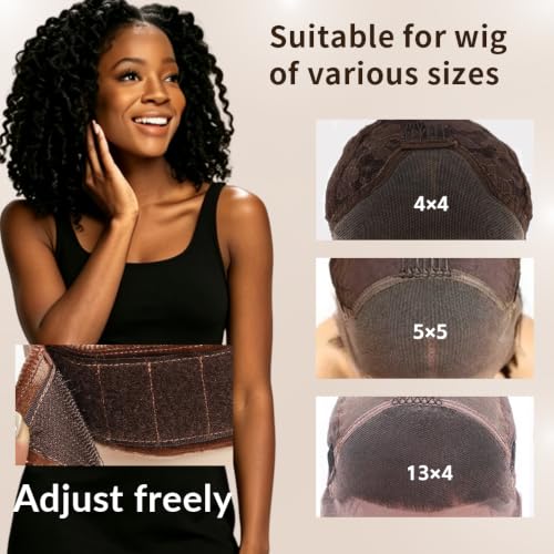 Adjustable Wig Grip Cap Brown M - Non Slip Velvet Band for Glueless Wigs
