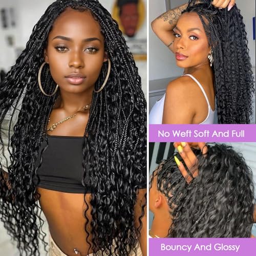Black 16 Inch Human Hair Braids for Boho Styling - Deep Wave Bundles