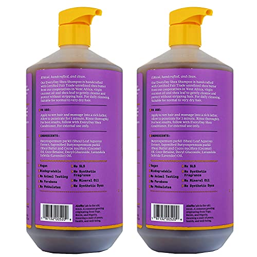 Lavender Shea Shampoo 2-Pack - Sulfate-Free Moisturizing Hair Care 64 Fl Oz