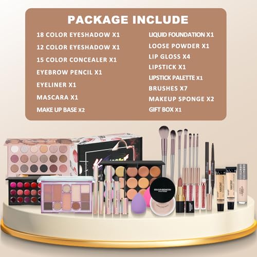 Large Makeup Kit for Teens and Women Full Set Eyeshadow Lip Foundation Gift