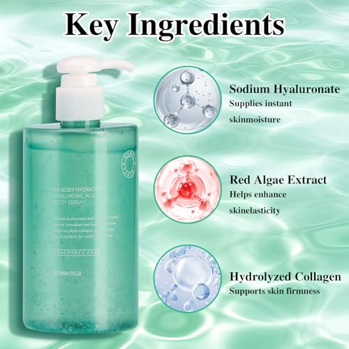 Hyaluronic Acid Body Serum for Dry Skin with Red Algae Extract - Long-Lasting Moisturizer for Men & Women
