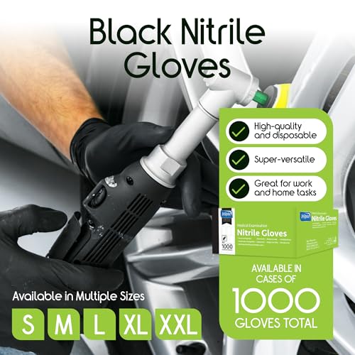 X-Large Inspire Black Nitrile Disposable Gloves - Case of 1000, Medical & Food Safe