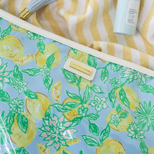 Lilly Pulitzer Makeup Bag, Cosmetic Bags for Women for Traveling or Everyday Use, Travel Toiletry Bag with Zipper, Make Lemonade
