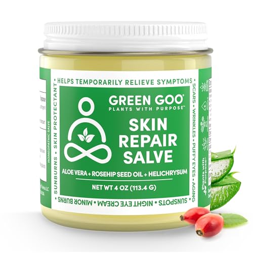 Green Goo Skin Repair Healing Salve, Natural Body & Face Moisturizer with Aloe Vera, Improves Skin's Appearance, Great for Scarring & Wrinkles, 4 Oz