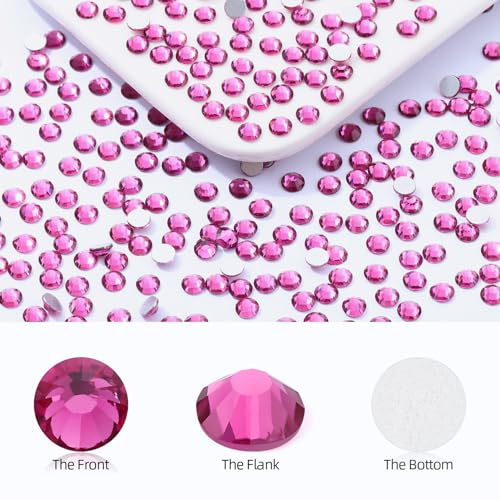 Fuchsia SS20 Flatback Rhinestones 2880PCS for Nail Art Crafts Accessories - Variation 19