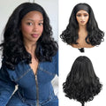 Curly Headband Wig for Black Women 20 Inch Kinky Straight Afro Style with Attached Headbands - #1B Black