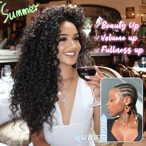 GOWIT 18 Inch Deep Wave Crochet Hair 7 Packs Black Pre-Looped Synthetic Braids