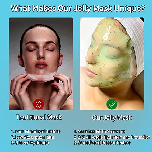 Vampire + Fresh Mint Jelly Mask, Facial Skin Care- Collagen Peel-Off Jelly Mask Set For Facials, Face Mask For Instant Hydration, Vegan Peel Off Face Mask, For Refreshing