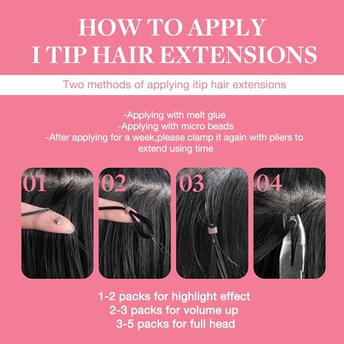 GOO GOO I Tip Hair Extensions 16 Inch Natural Black 50g 100 Strands
