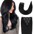 Clip in Hair Extensions 120g Set - Thick Remy Human Hair, Brazilian Straight, 14 Inch Variation 1#