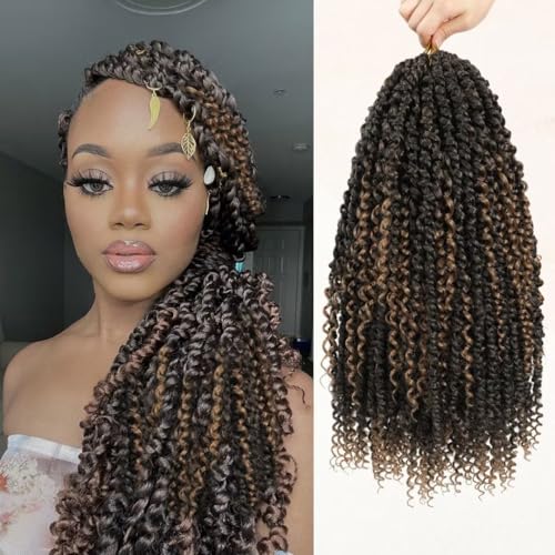 8 Packs Passion Twist Crochet Hair 18 Inch Boho Goddess Style with Curly Ends - T1B/27