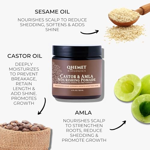 Qhemet Biologics Castor & Amla Nourishing Vegan Hair Pomade for 4C & Coarse Hair