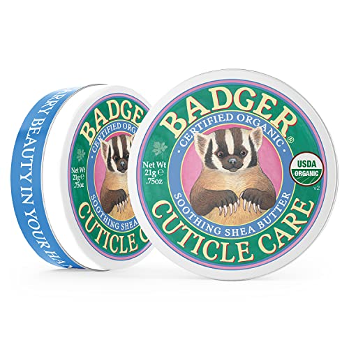 Badger Organic Cuticle Care Balm - Natural Nail Care Cream with Shea Butter, Vitamin-Rich Seabuckthorn Extract Helps Strengthen, Soothe & Restore Dry & Splitting Cuticles ? Light Citrus Scent - .75oz