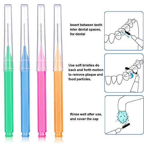 Dental Interdental Brush Toothpicks Pack of 300 - Bright Colors, Multiple Sizes