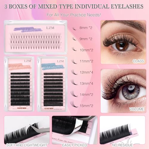 Eyelash Extension Practice Kit with Mannequin Head & Tools for Beginners