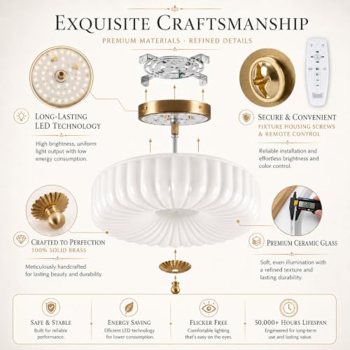 Dawncolate 12-Inch Gold Dimmable LED Milk Glass Flush Mount Ceiling Light - Sunflower Design