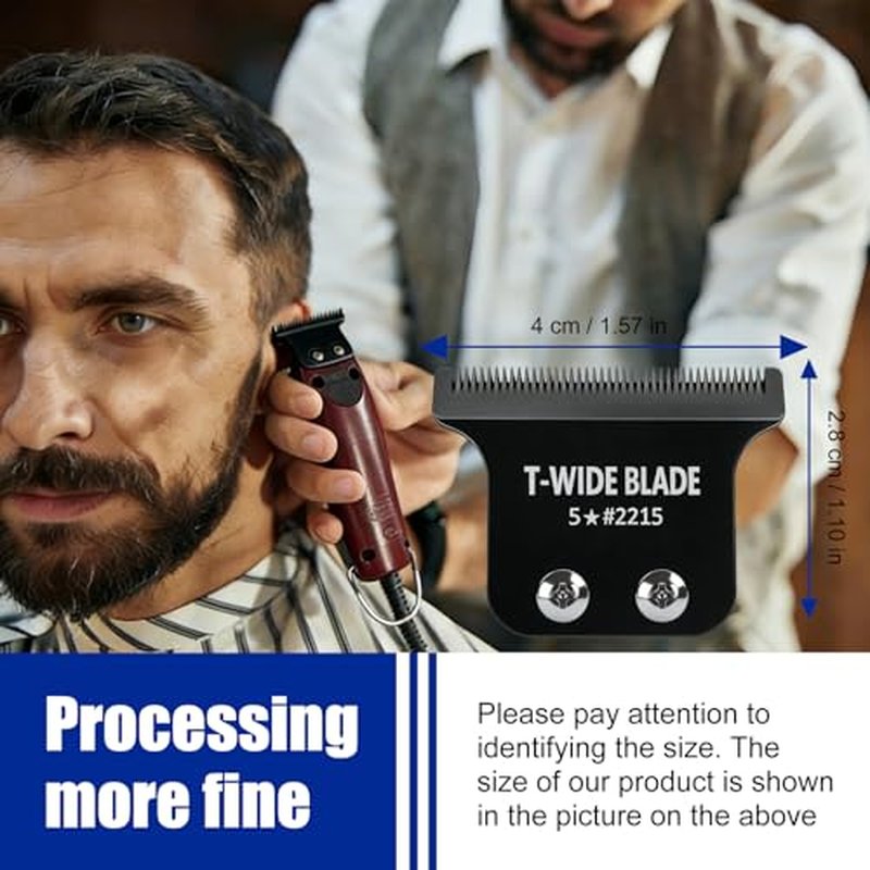 2215 Replacement T Wide Blades Replacement for Wahl 5 Star Detailer Li Trimmer 8081/8171- Adjustable Zero-Gap Stainless Steel Blade,Black 3 Pack