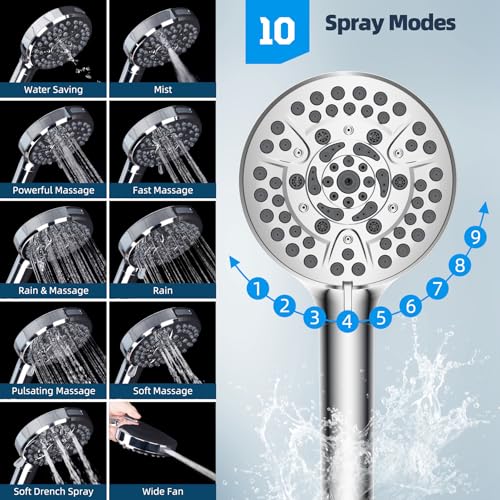 Rainfall Shower Head and Handheld Combo - 10 Inch Chrome Finish, cUPC Certified