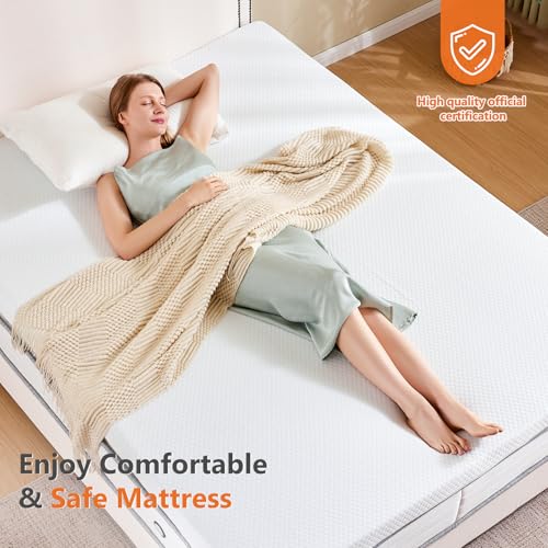 Sweetcrispy King Memory Foam Mattress Topper 2 Inch Gel Infused, White