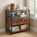 27-Inch Nightstand with Charging Station, Drawer & Open Shelves - Retro Brown - Variation of THIS listing
